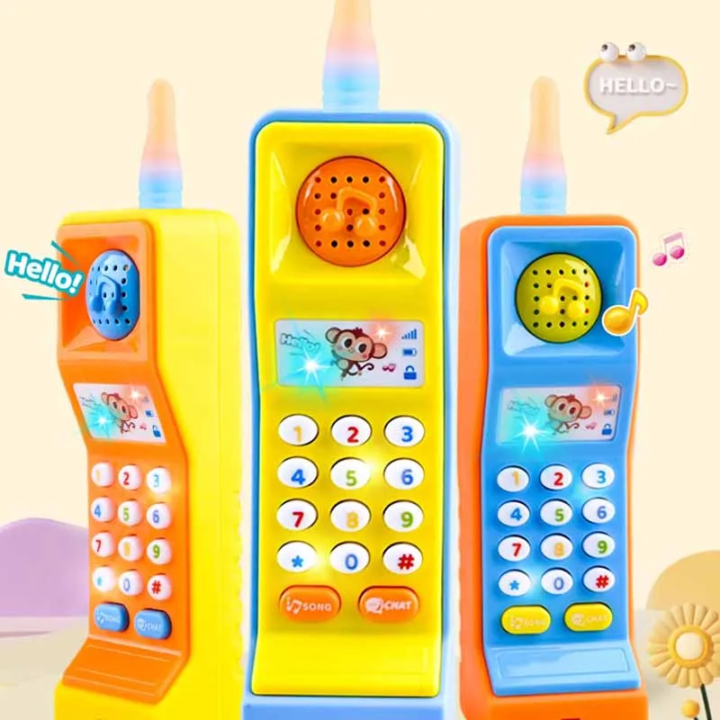 Kids Nostalgic Retro Simulation Big Brother Cell Phone Toys Analog Dialing Numbers With Lighted Musical Early Learning Toys