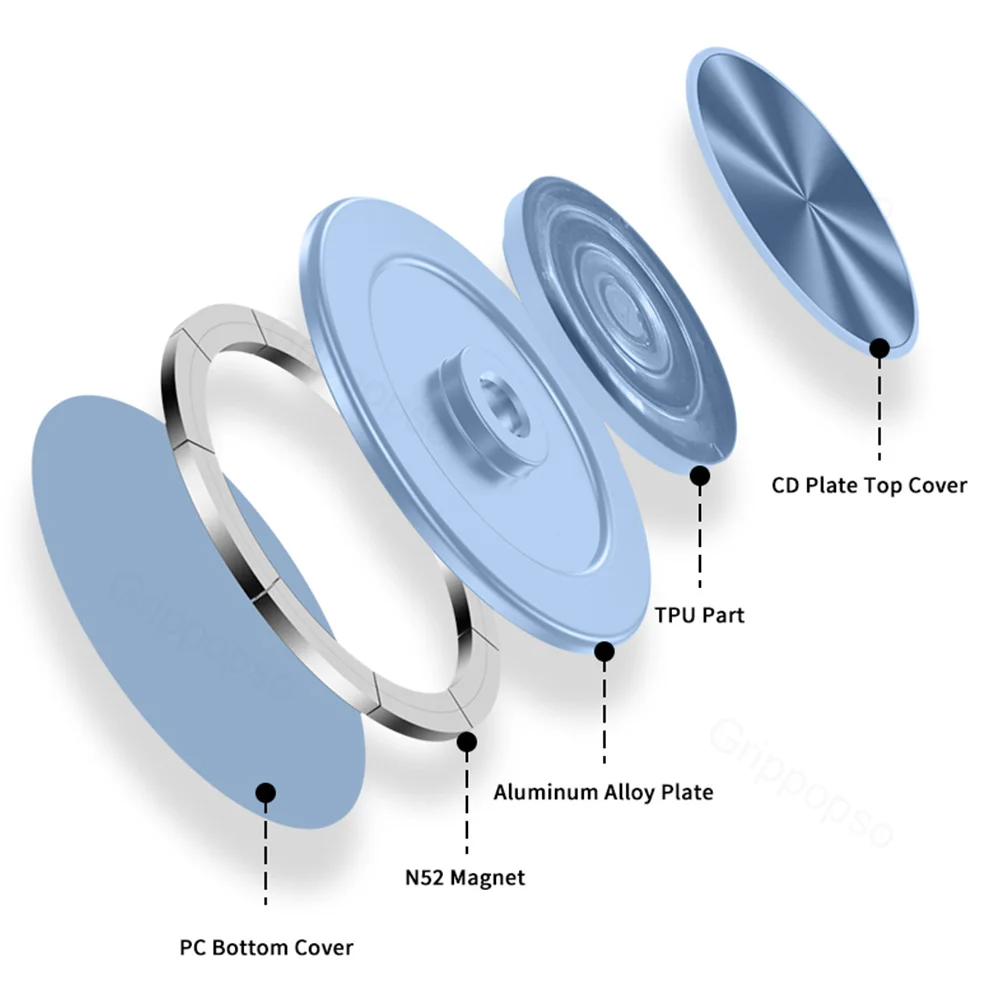 Grippopso 1/2 шт., алюминиевый 52, магнит, магнитный складной держатель для мобильного телефона GripTok, розетка для IPhone, расширяющаяся подставка для кольца на палец