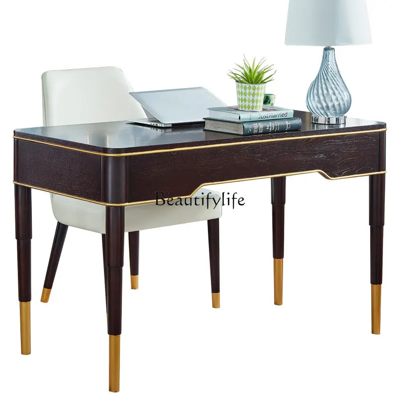 

Postmodern light luxury desk American high-end solid wood simple small apartment study home