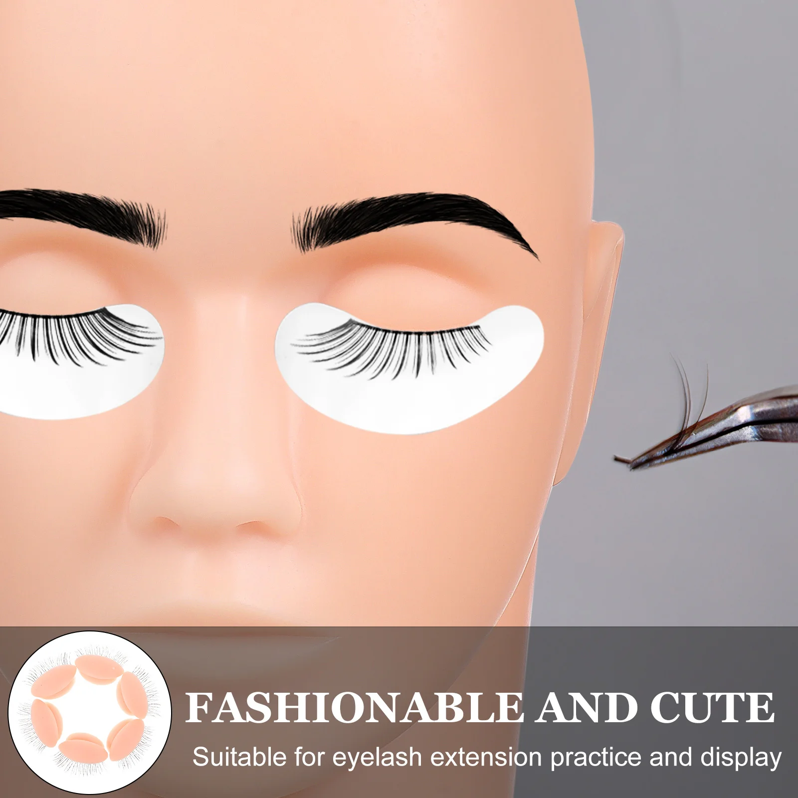 속눈썹 연장 연습용 실리콘 눈꺼풀 교체품, 탈부착 가능한 사실적인 눈 화장 도구, 속눈썹 기술자용