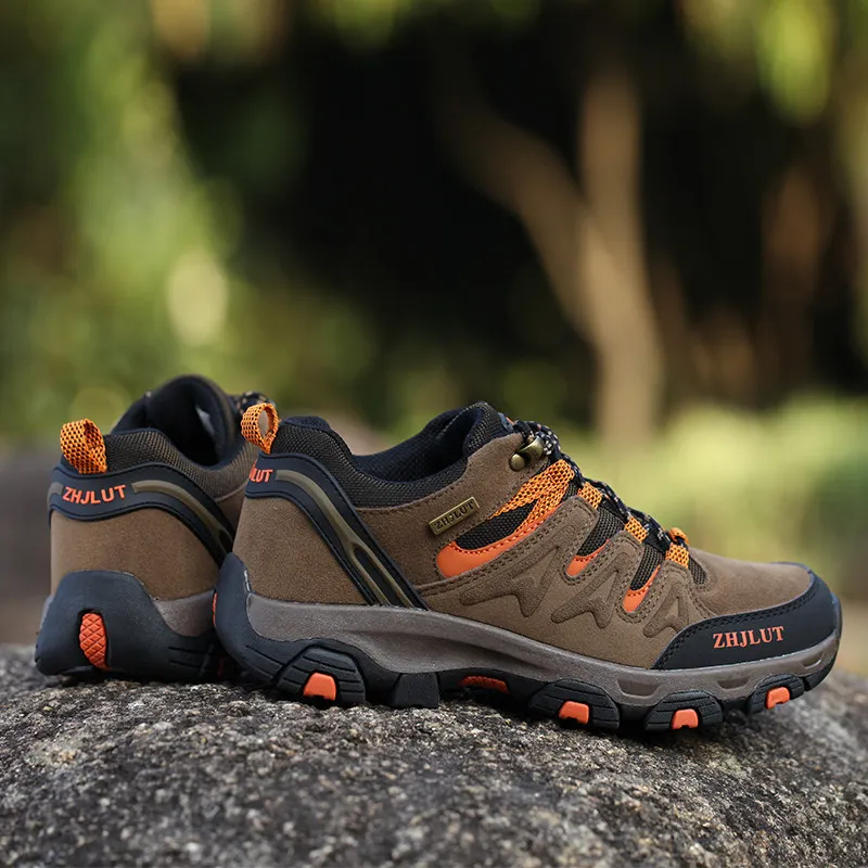 2025 Couples Outdoor Sneakers Shoes Man Fashion Orange Low Cut Walking Shoes Men Plus Size 47 Women Trekking Hiking Shoes Unisex