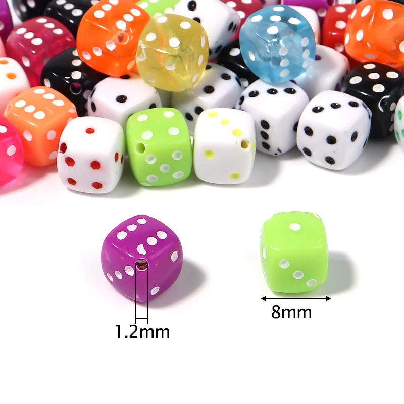 50Pcs Acrylic Dice Beads Square Multicolor Shape Cubic Loose Spacer Beads forJewelry Making DIY Necklace Bracelet Accessory