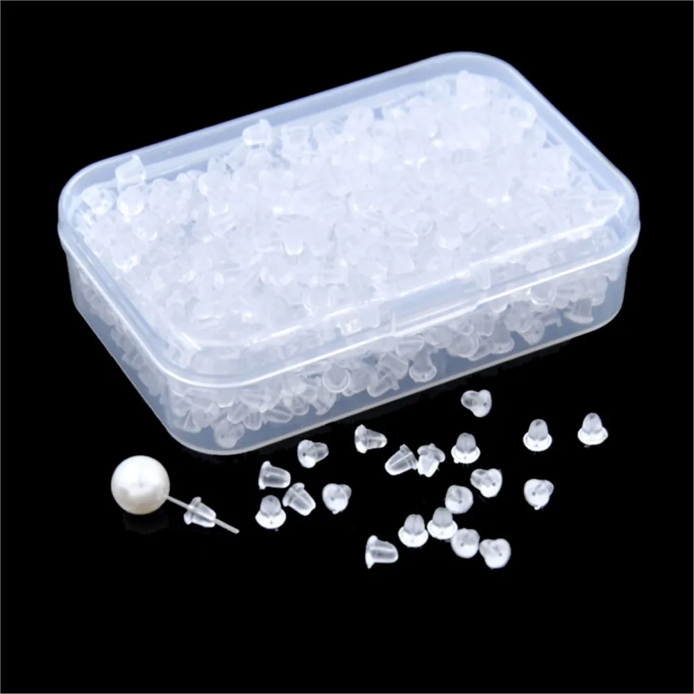 

1000Pcs/Box 4x4mm Soft Clear Earring Back Safety Pads Backstops Bullet Clutch Stopper For Replacement Fish Ear Hook Studs Hoops