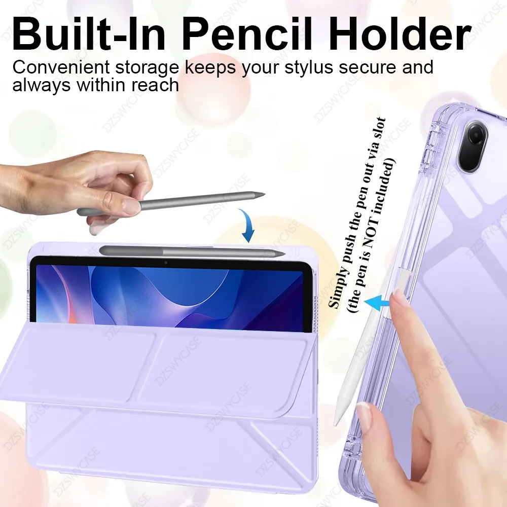 Y-Trifold-Hülle für RedMi Pad 2, SE 11 9.7, Xiaomi Pad 5 6 7 8 11 Zoll 11.2 Zoll, ultraklare transparente Mehrfach-Faltständerhülle – Detail 5