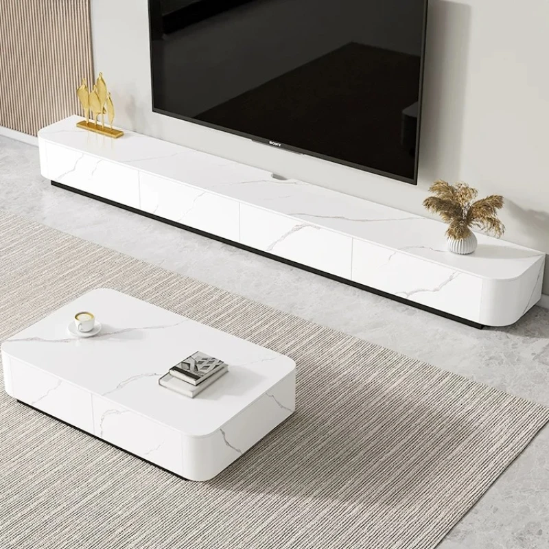 #￥Sintered Stone TV Cabinet And Coffee Table Combination Modern Tv Stands Minimalist Living Room Light Luxury Tv Stand Furniture