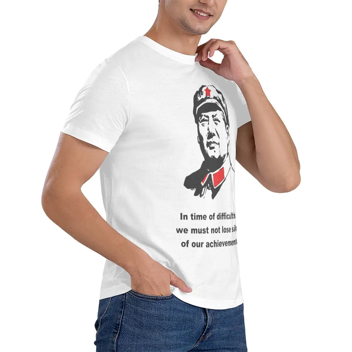 NEW Mao Zedong T-shirt Men Print Round neck T-shirt Summer Fashion Short Sleeve Cotton T Shirt