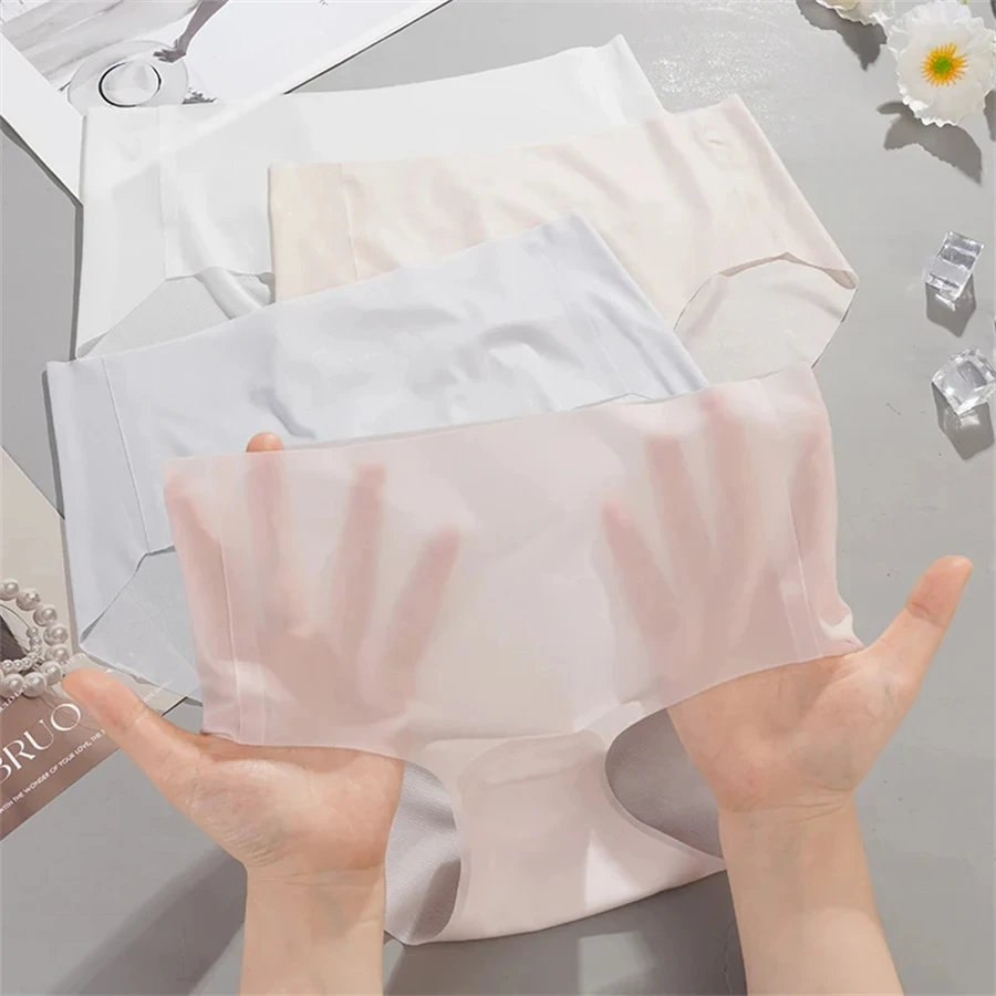 Ice Silk Seamless Underwear Women Ladies Summer Ultra In Sense Quick Drying Pants Briefs Girls Breathable Panties Lingeries M-XL image 3