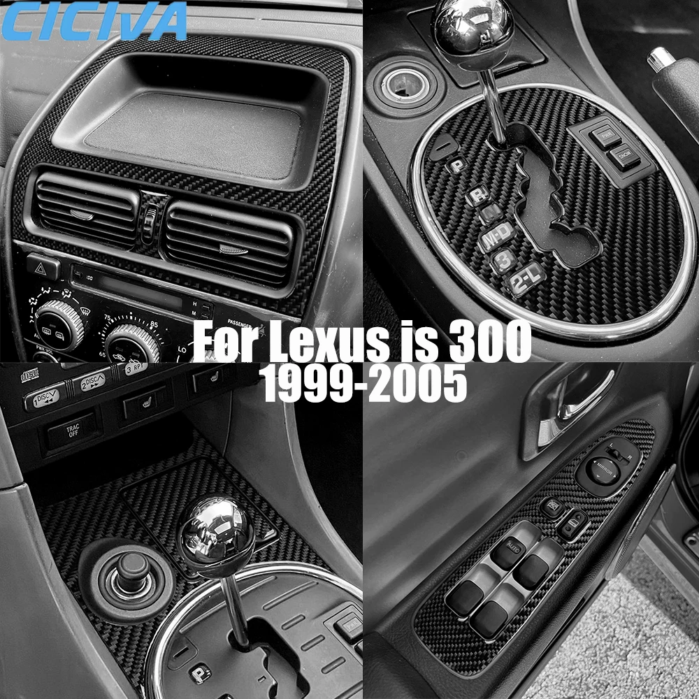 Real Carbon Fiber Car Accessories Gear Shift Set Trim Cover Soft Sticker For Lexus is 300 1999 2000 2001 2002 2003 2004 2005