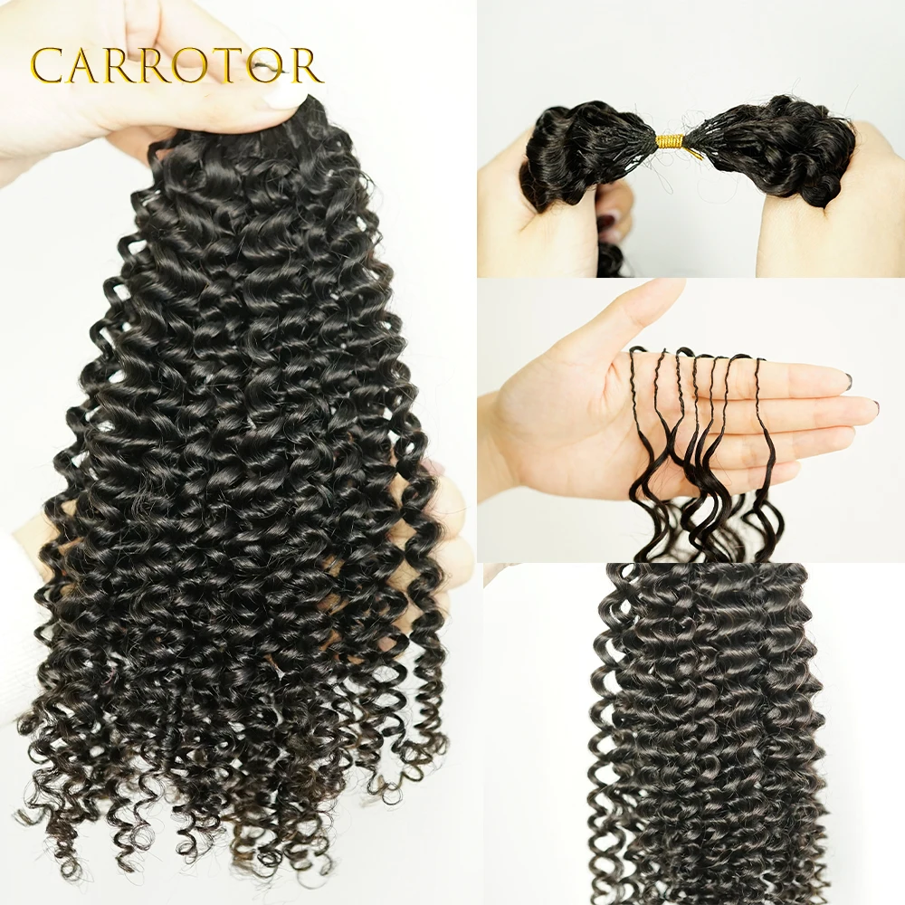 Ekstensi Rambut Crochet Keriting Tebal Tanpa Simpul, Ekstensi Rambut Crochet Pra-Pemisah, Rambut Asli 100% Rambut Manusia