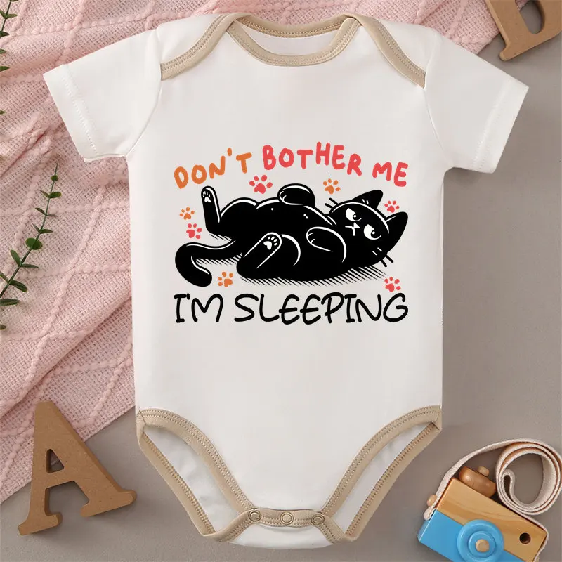 Mono 100% de algodón con estampado de "Don't Bother Me I'm Sleeping", ropa cómoda para bebé, mono para recién nacidos de 0 a 12 meses