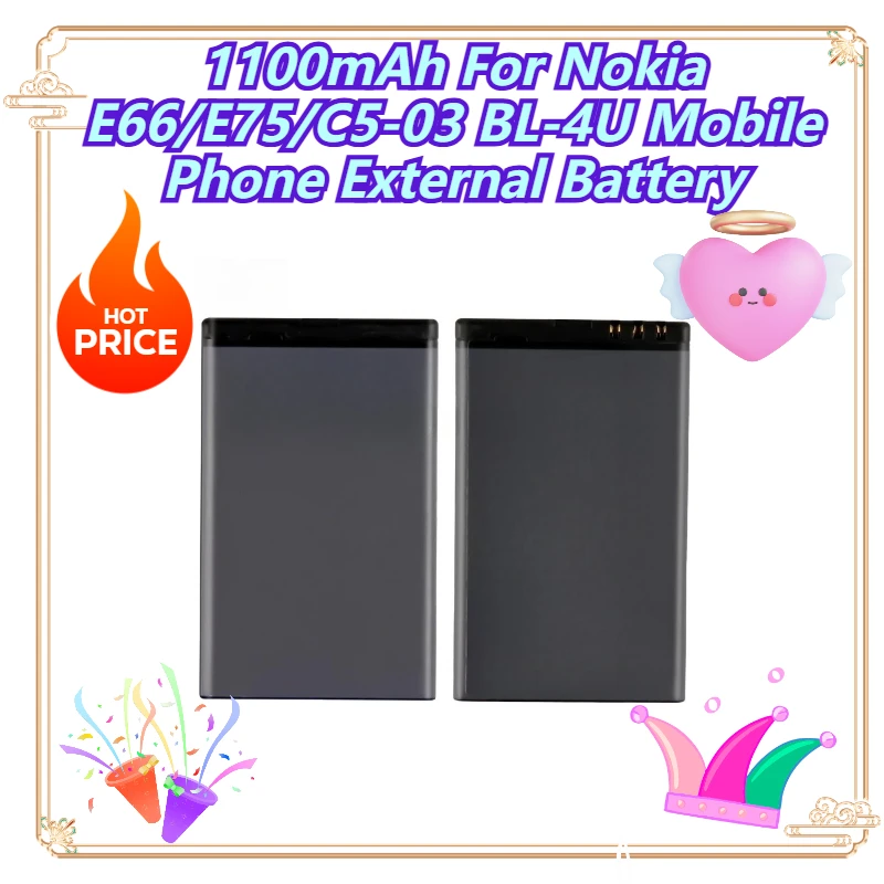 

1100 мАч для Nokia E66/E75/C5-03 BL-4U внешний аккумулятор мобильного телефона