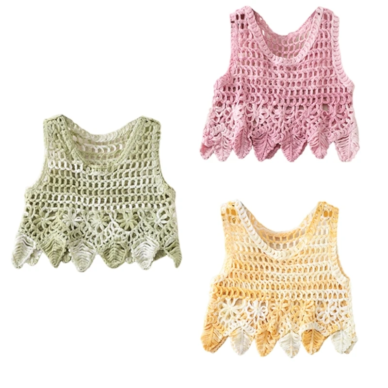 

Women Bohemian Crocheted Beach Vests Hollowed Knitted Sleeveless Crop Top 449B