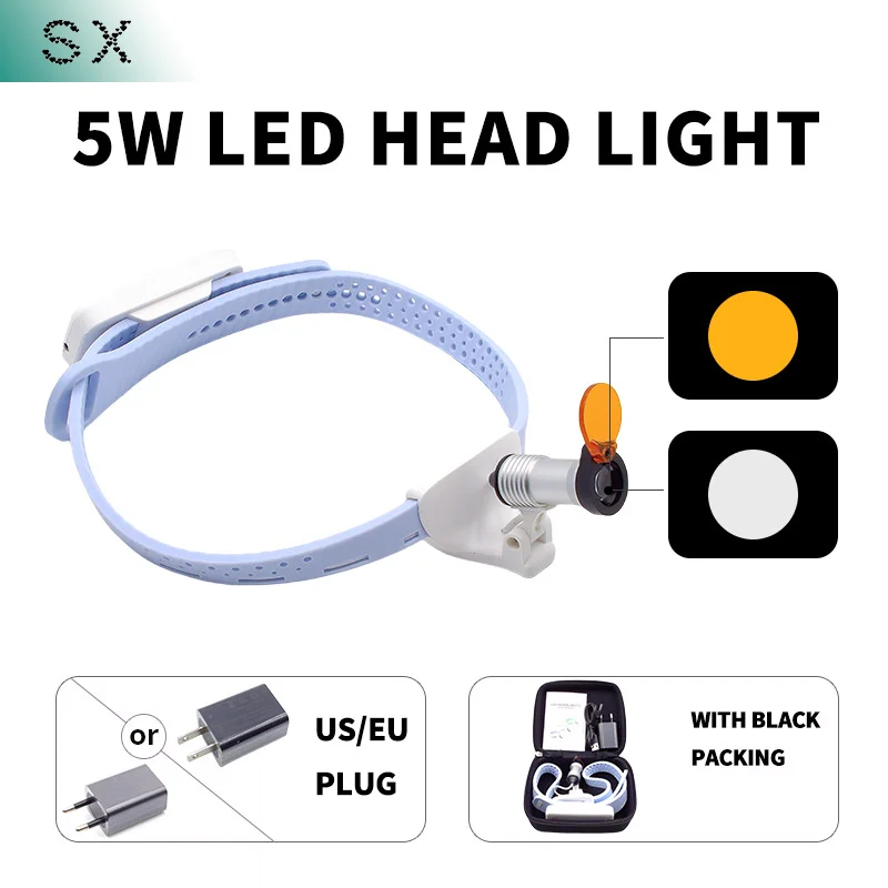 Dental Leds Headlamp Ultra-light 5W Wireless High Brightness Led Light Dental Laboratory Equipment Otolaryngology Headband Lamp