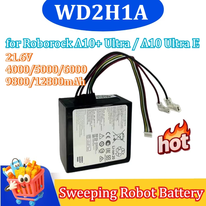 21.6V 4000/5000/6000//9800/12800mAh Replacement Battery for Roborock A10+ Ultra / A10 Ultra E / WD2H1A Wet Dry Vacuum Cleaner