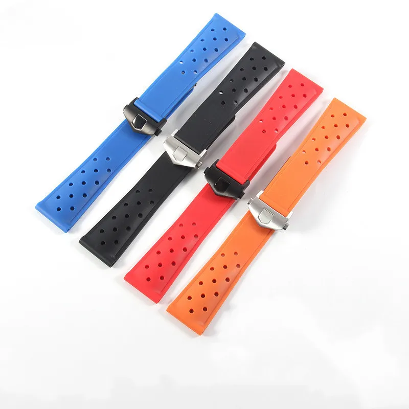 For TAG HEUER CARRERA /TAG HEUER FORMULA 1 Silicone watch strap Folding buckle watchband 22mm Universal Soft waterproof bracelet