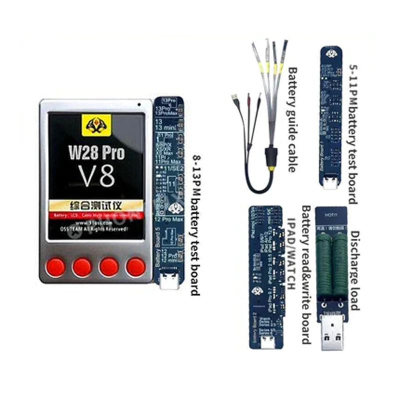 OSS Battery Capacity Efficiency Power Information Detector W28 Pro V8.96 Battery Data Tester For IPhone Android IPad Watch