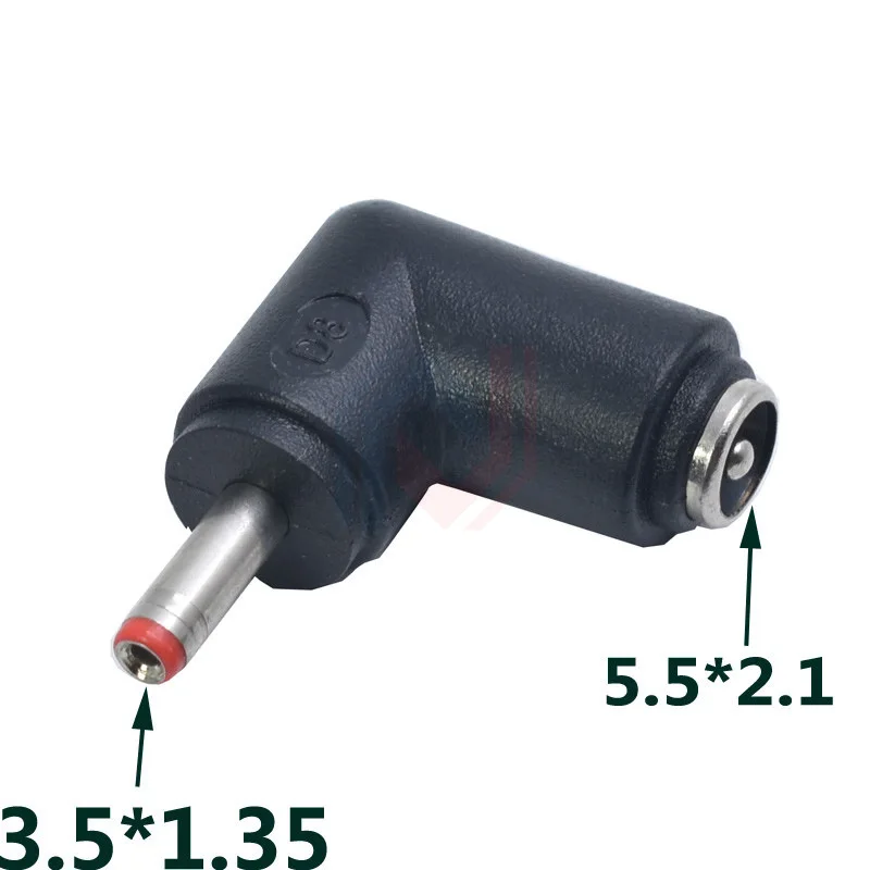 DC 5.5 X 2.1 Female Jack Power Adapter to 3.5X1.35/4.0X1.7/4.8X1.7/5.5X2.1/5.5X2.5/6.3X3.0/6.0X4.4mm 90 Degree Male DC Connector