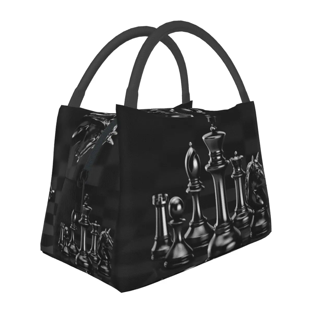 Black King Chess The chessboard Insulated Lunch Bag for Women Picnic Storage Food Boxes Container Cooler Thermal Lunch Box Tote
