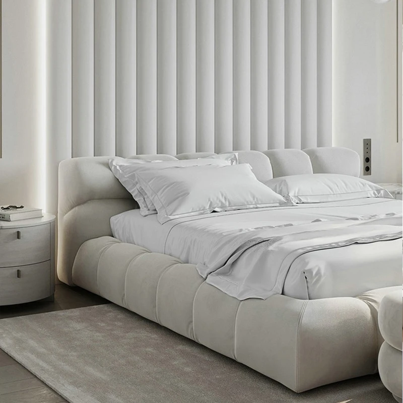 Modern Italian Fabric Queen/King Size  Bed Bedroom Furniture Set Soft Double Bed Leather High Quality Home Furniture