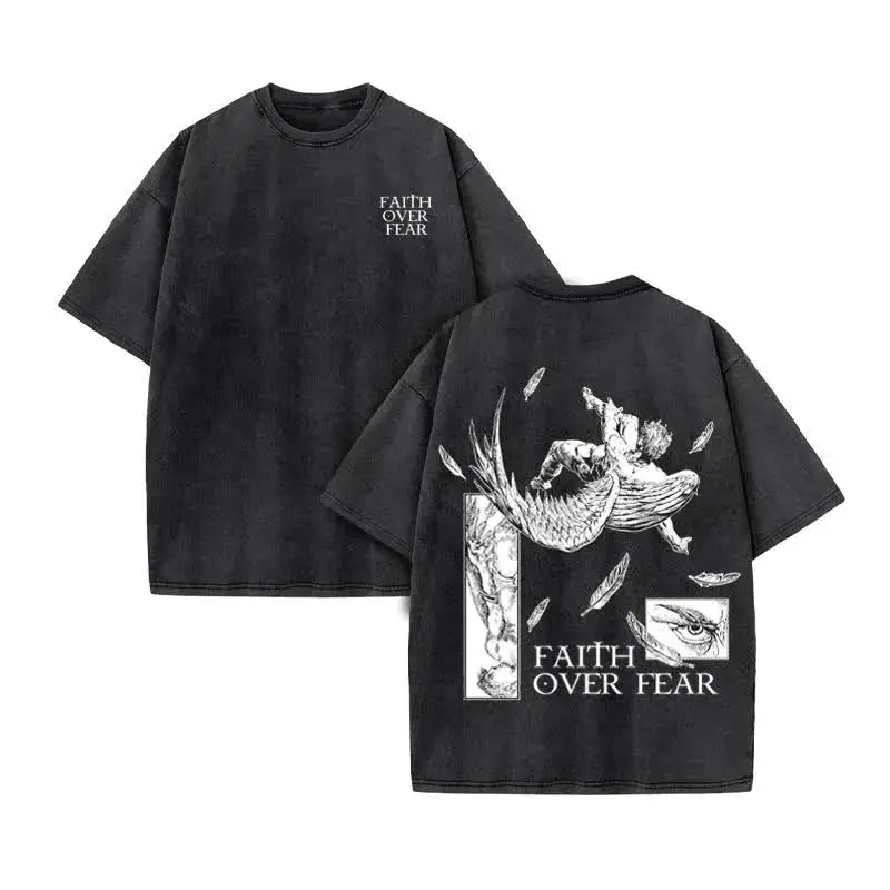 Camiseta lavada de verano NEWChristian para hombre, camiseta informal de versión holgada, camiseta Vintage cristiana de algodón, estilo Harajuku Y2K Unisex