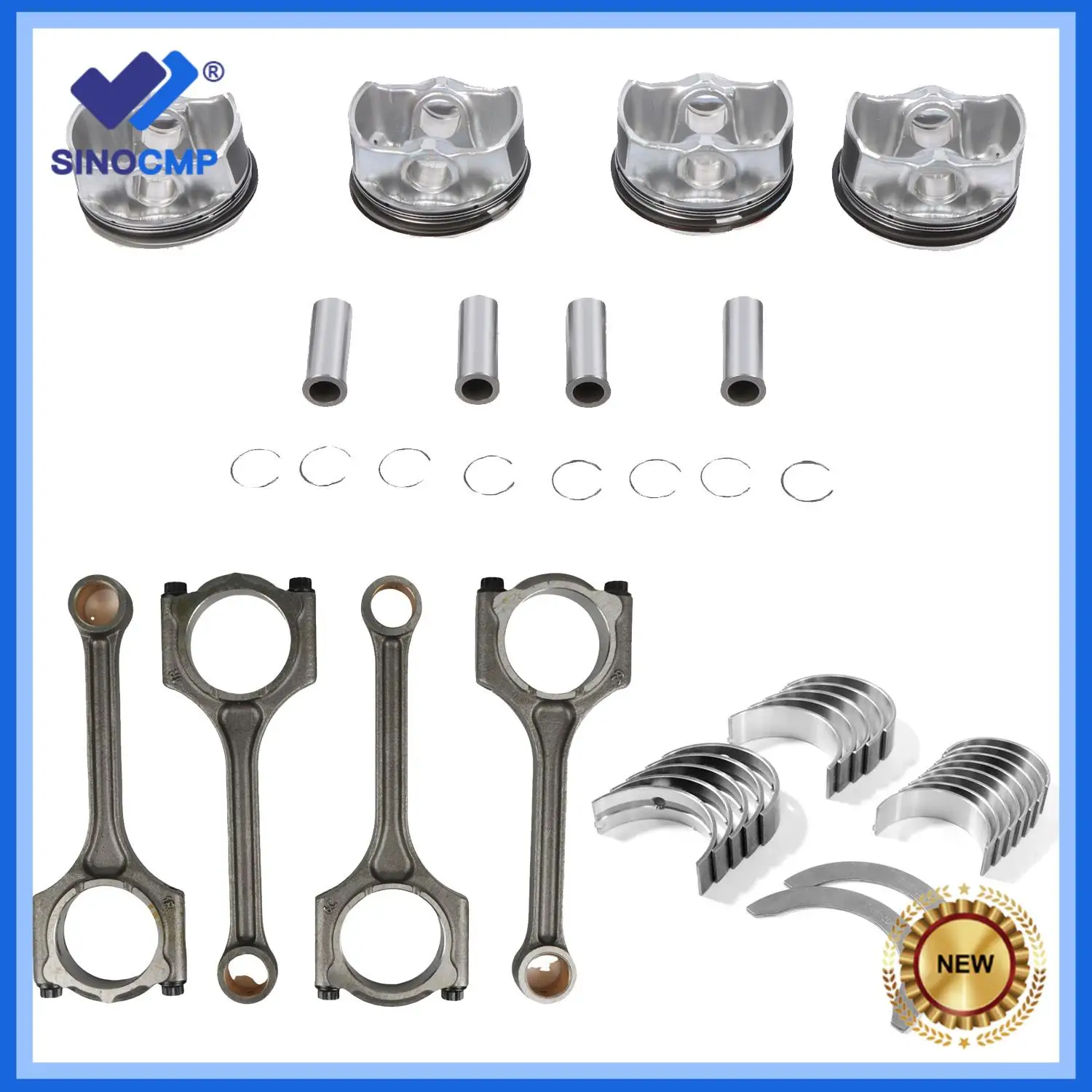 

4pcs G4NA G4NB Connecting Rod & Pistons Rings & Con Rod & Crankshaft Main Bearing Set For 2012–2020 Hyundai Kia Forte 2.0L 1.8L