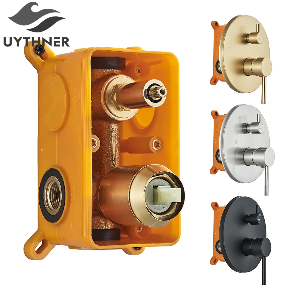 

Brushed Golden 2-3 Ways Shower Valve Mixer Bathroom Shower Faucet Accessory Black Concealed Control Diverter for Shower Faucet