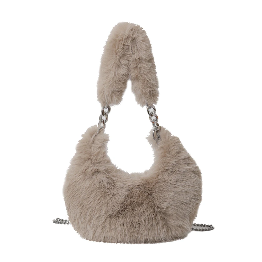 Sac fourre-tout moelleux pour femme, sac à bandoulière JOCrossbody, sac à main fourre-tout en fourrure, sac à main cartable souple pour fille, polyvalent