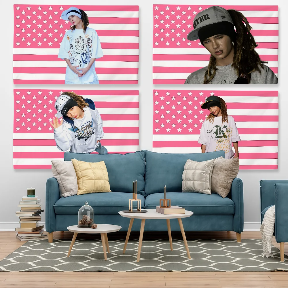Singer T-Tom Kaulitz Flag Tapestry Outdoor Party Bedroom Living Room Dormitory Decorative Themed Wall Hanging Banner Gift