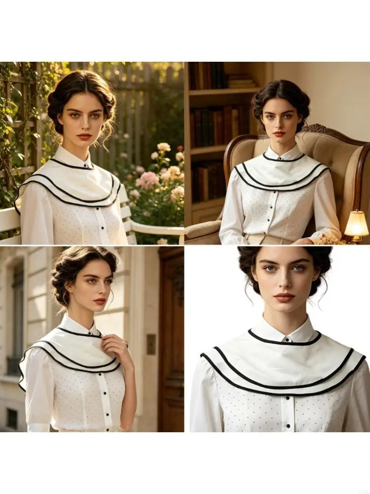 Layered Collar Accessory for Daily Outfit Styling, Detachable Faux Shirt Collar with Pointed Front Design for Sweaters Y166