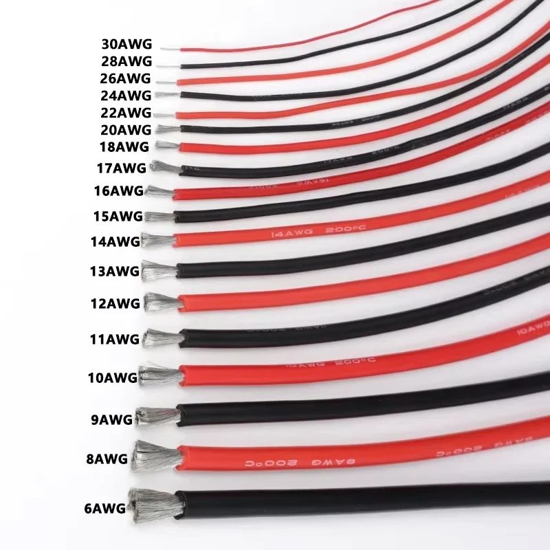 

Ultra Soft Silicone Wire 1/5/10M Black/Red 30 28 26 24 22 20 18 16 14 12 10 8AWG Solar Panel Car Battery Flexible Electric Cable