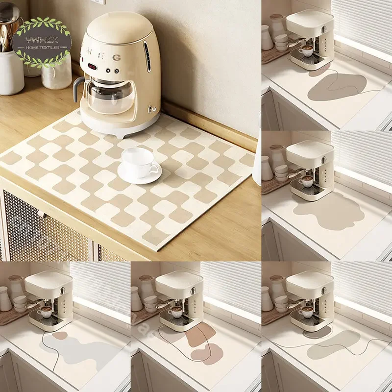 

Kitchen Drain Pad Quick Tableware Placemats Coffee Dish Drying Mats Super Absorbent Antiskid Non-slip Rubber Table Accessories