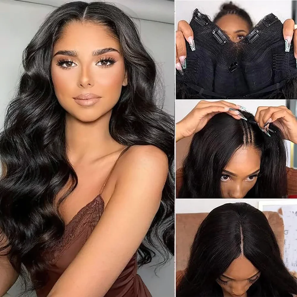 200% Density No Leave Out V Part Body Wave Wigs Upgrade Brazilian Hair 32 Inch Remy Human Hair Easy Install Natural Women Hair