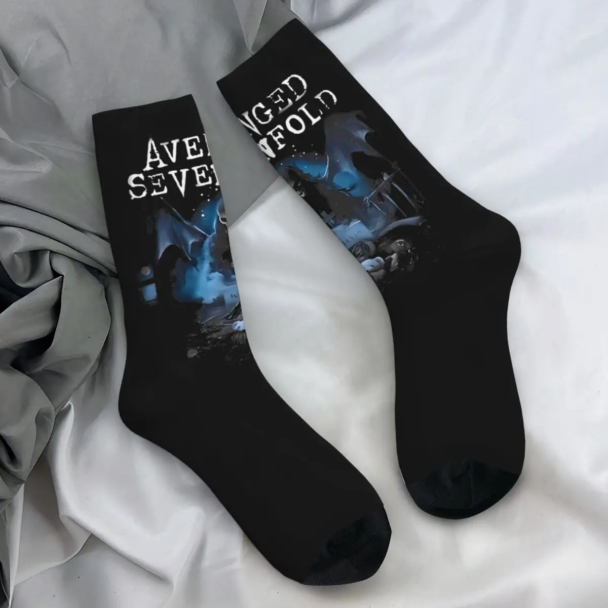 Avenged Sevenfold Socks The Skeleton Book Retro Stockings Men Quality Running Sports Socks Autumn Custom Non-Slip Socks