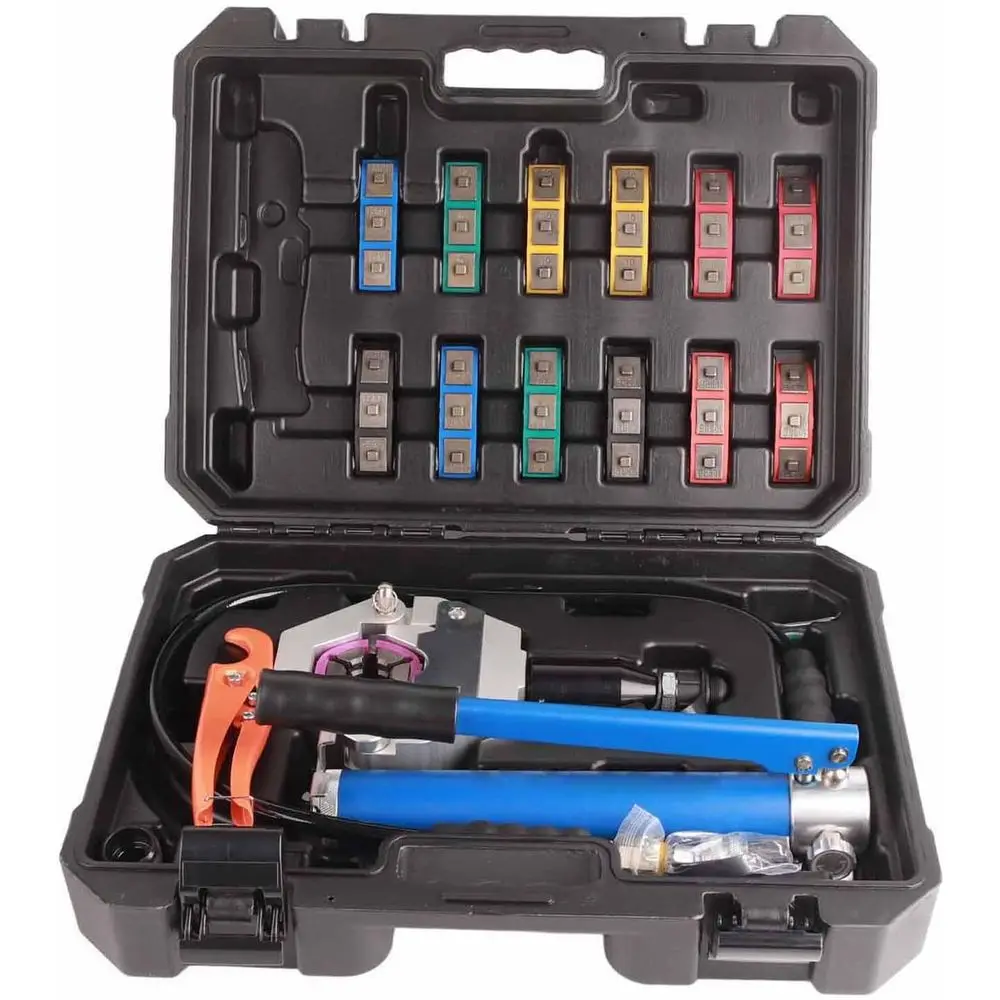 Portable Manual Air Crimping Tool Kit for Auto A/C Hoses with Storage Box