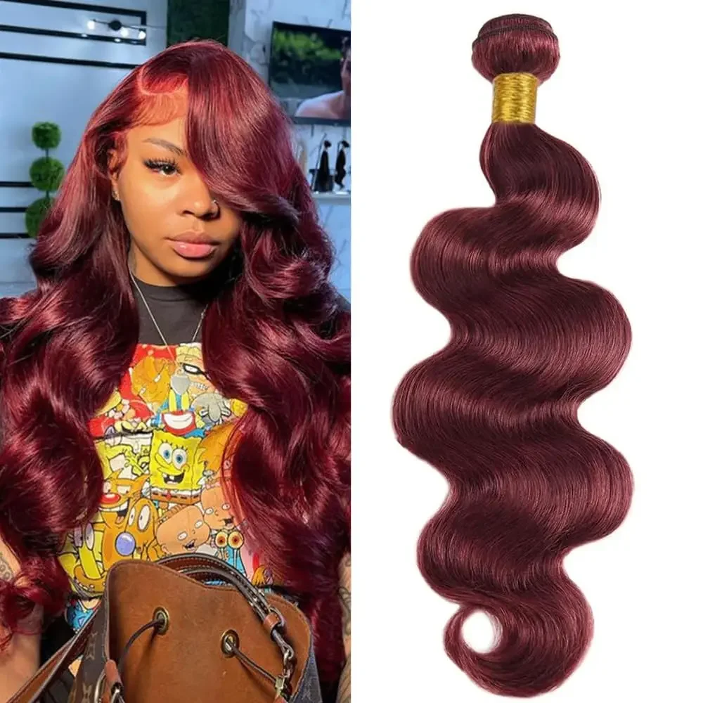 

Debut Burgundy 99J Human Hair Bundles 12A 100%Brazilian Raw Human Hair Bundles Quick Weave Double Weft For Women Hair Extensions