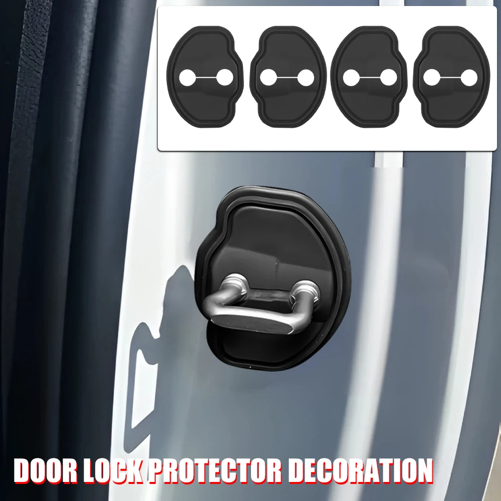 4Pcs Car Door Lock Cover Protective Decoration Case For Tesla Model 3 Highland Model S Model YL Model X Model Y Juniper Roadster