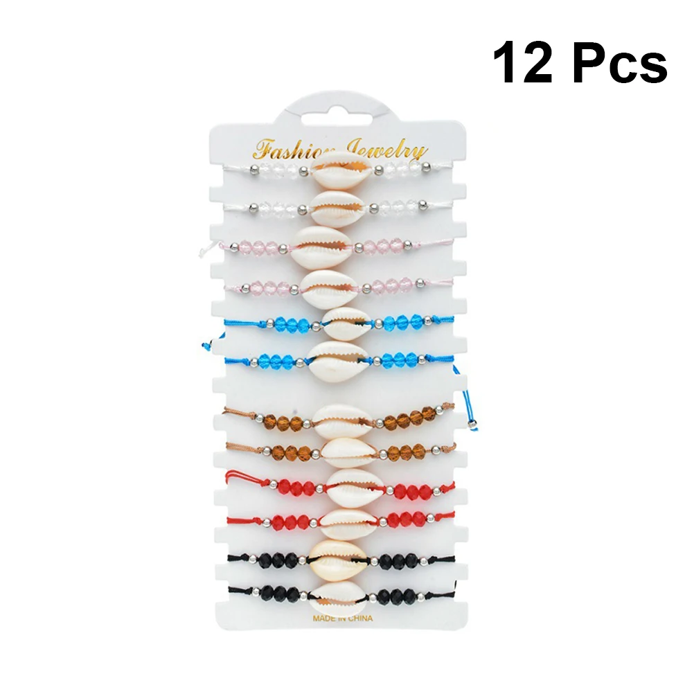 

12 Pcs Crystal Bead Bracelet Set Beaded Shell Beads for Girls European and American