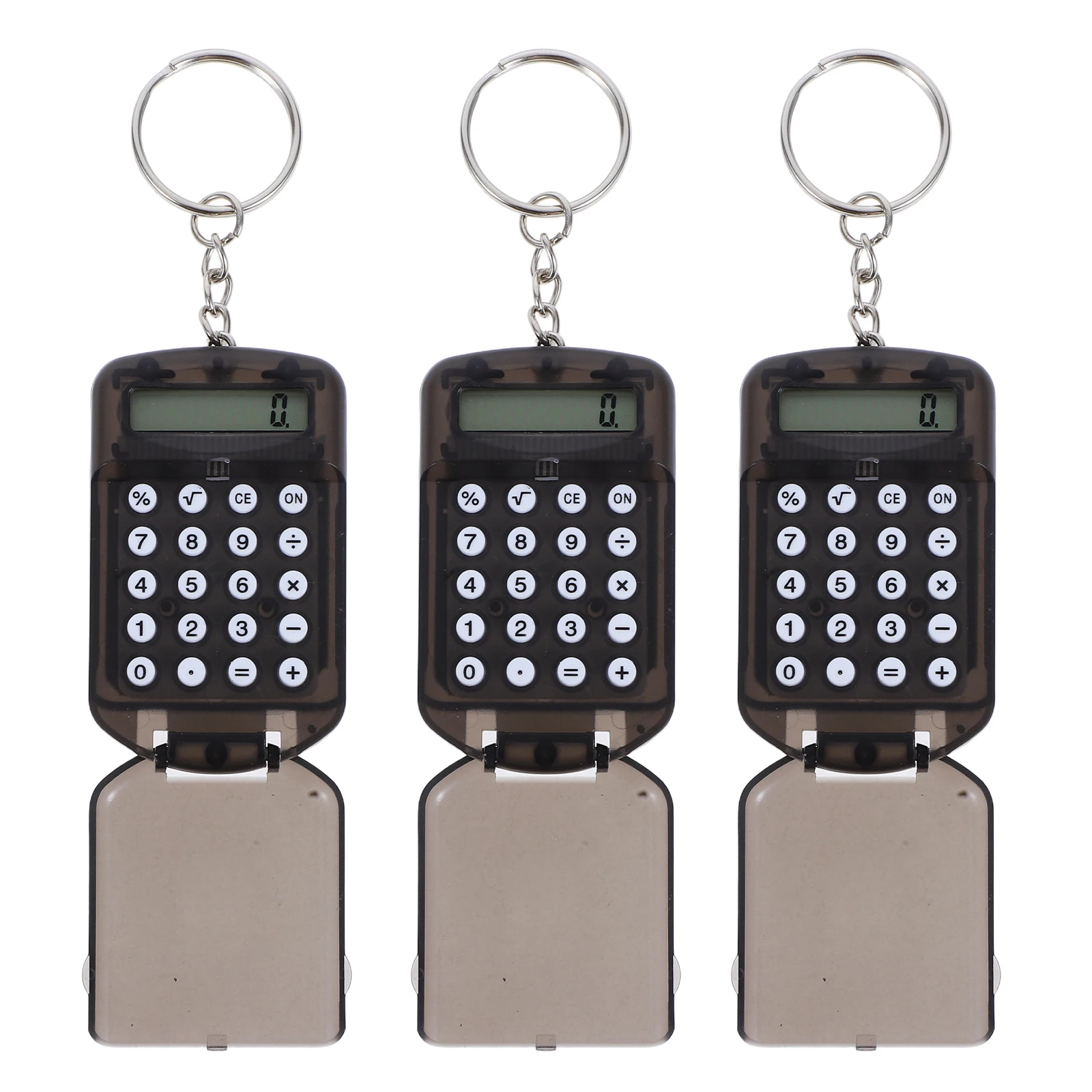 

3pcs Mini Calculator Tiny Electronic Assistant Portable Student Office Tool Keychain Ornament Transparent Design Efficient