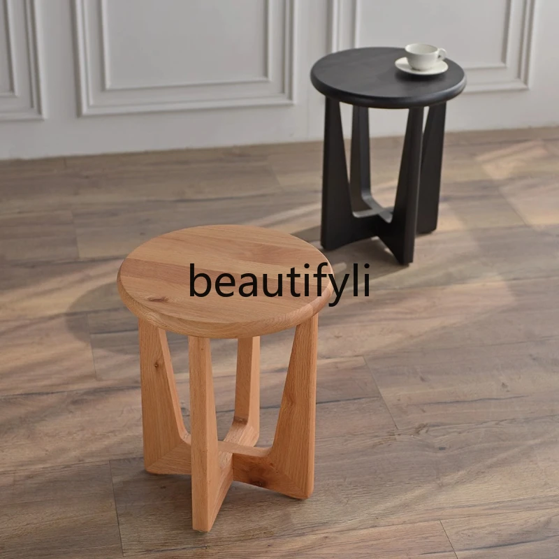 

Modern simple American country oak solid wood living room sofa balcony edge corner a few, round a few