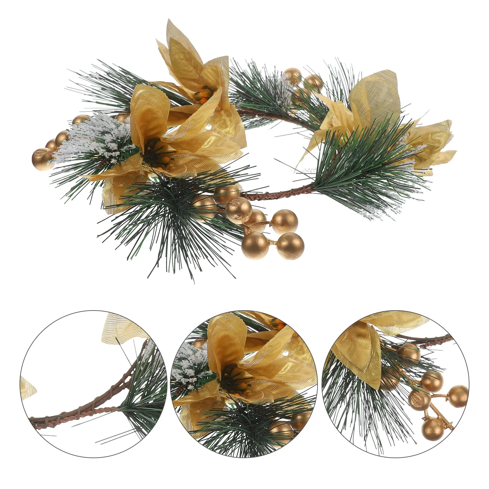 

Mini Xmas Ring Artificial Wreath for Pillar Christmas Home Party Decor Door Hanging Ornament Mini Christmas Wreath