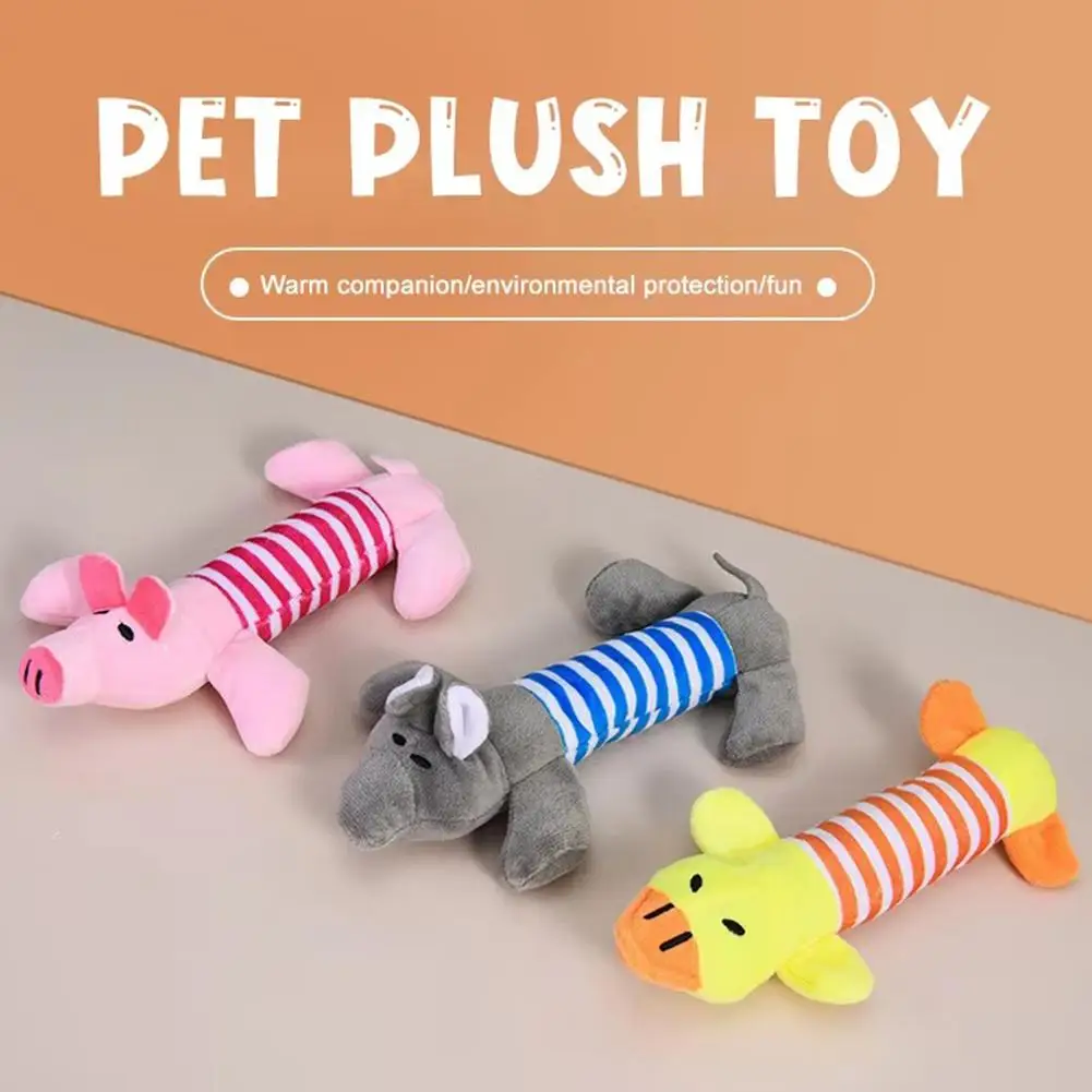 Pet Toys Cute Pet Chewing Teething Toys Cartoon Embroidery Pig Decompression Duck Elephant Sounding Toys Bite-resistant H1Z4