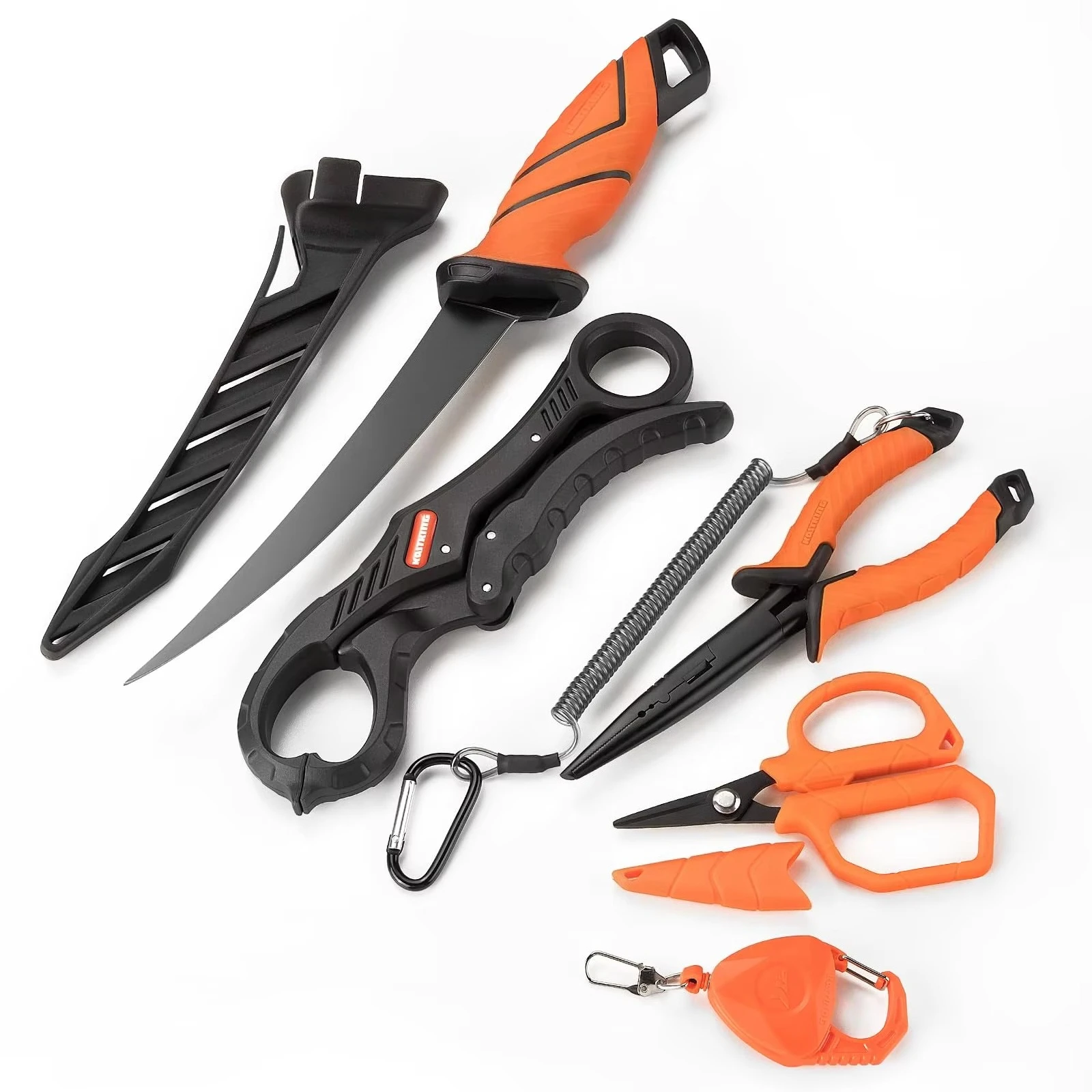 6pc Portable Stainless Steel Fishing Tool Kit-Fishing Pliers Lanyard Fillet Knife Floating Fish Lip Gripper Fishing Braid