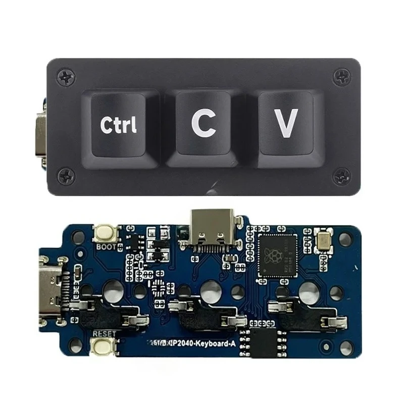 for Raspberry Pi PICO RP2040 Keyboard Ctrl C V Programmer Three-key keyboard, programmable keyboard, drive-free
