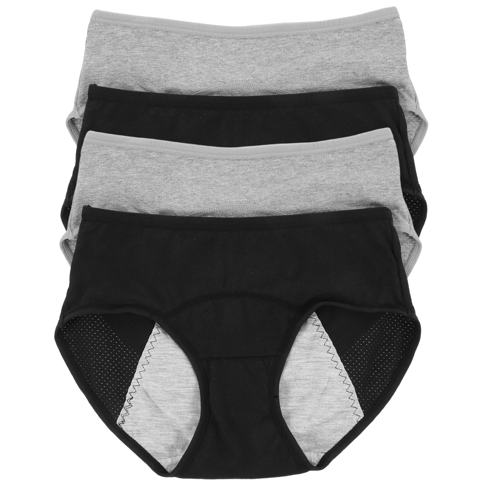 

4pcs Women'S Comfortable Period Underwear Seamless Cotton Leak-Proof Mid-Waist Briefs Heavy Flow Maternity Postpartum Breathable