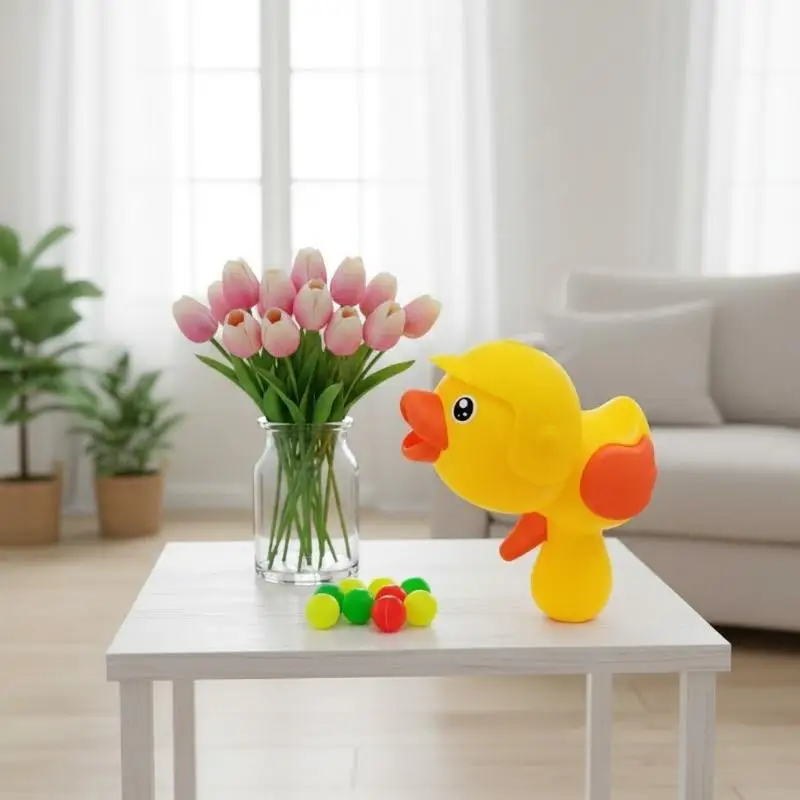 Cartoon Duck Ball Launcher Interactive Pet Toy Fun Chaser Game for Puppies Kittens Small Dogs Indoor Outdoor Play