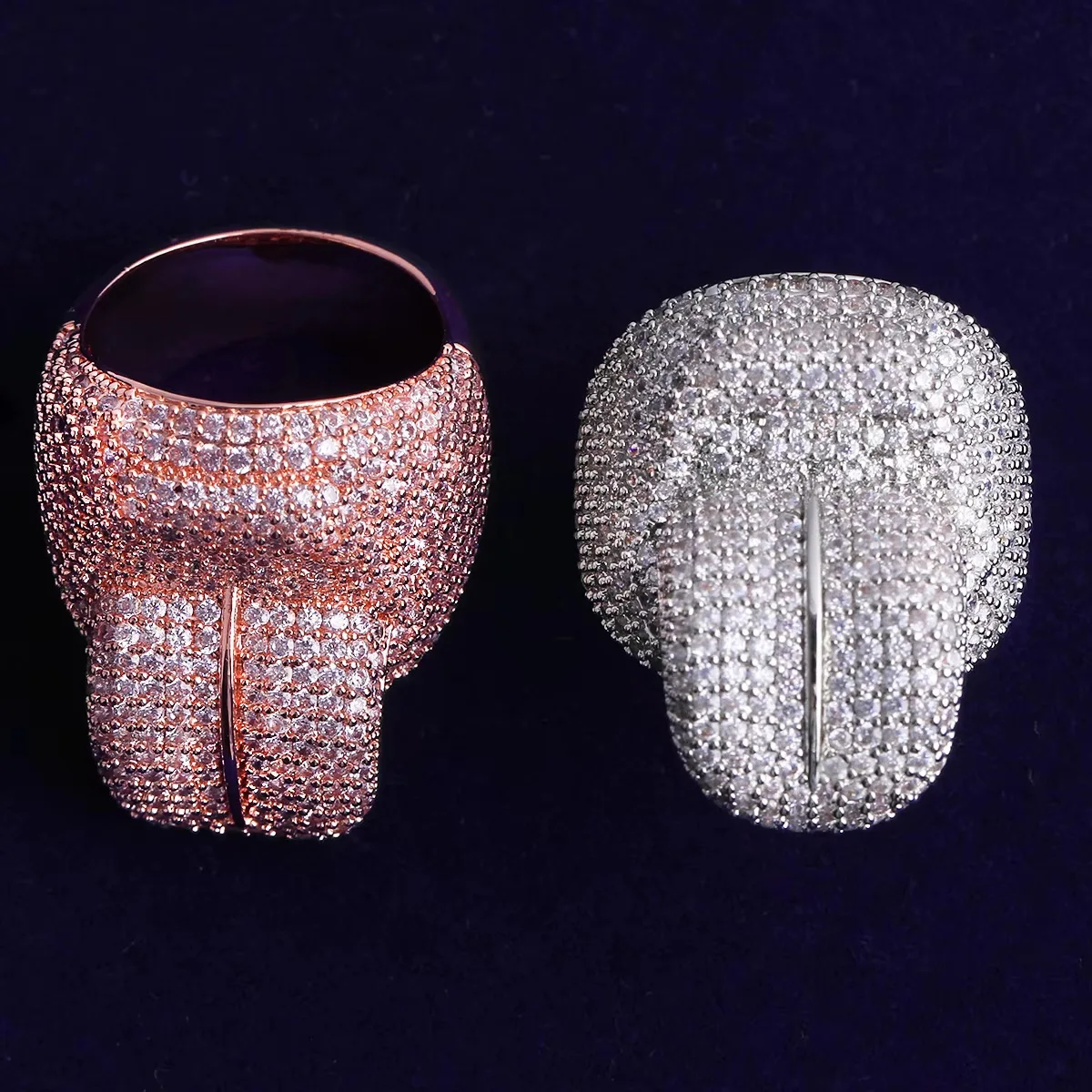 

Кольцо с языком Bubble Letter Iced Out для мужчин, настоящее позолоченное кольцо с кубическим цирконием, ювелирные изделия в стиле хип-хоп