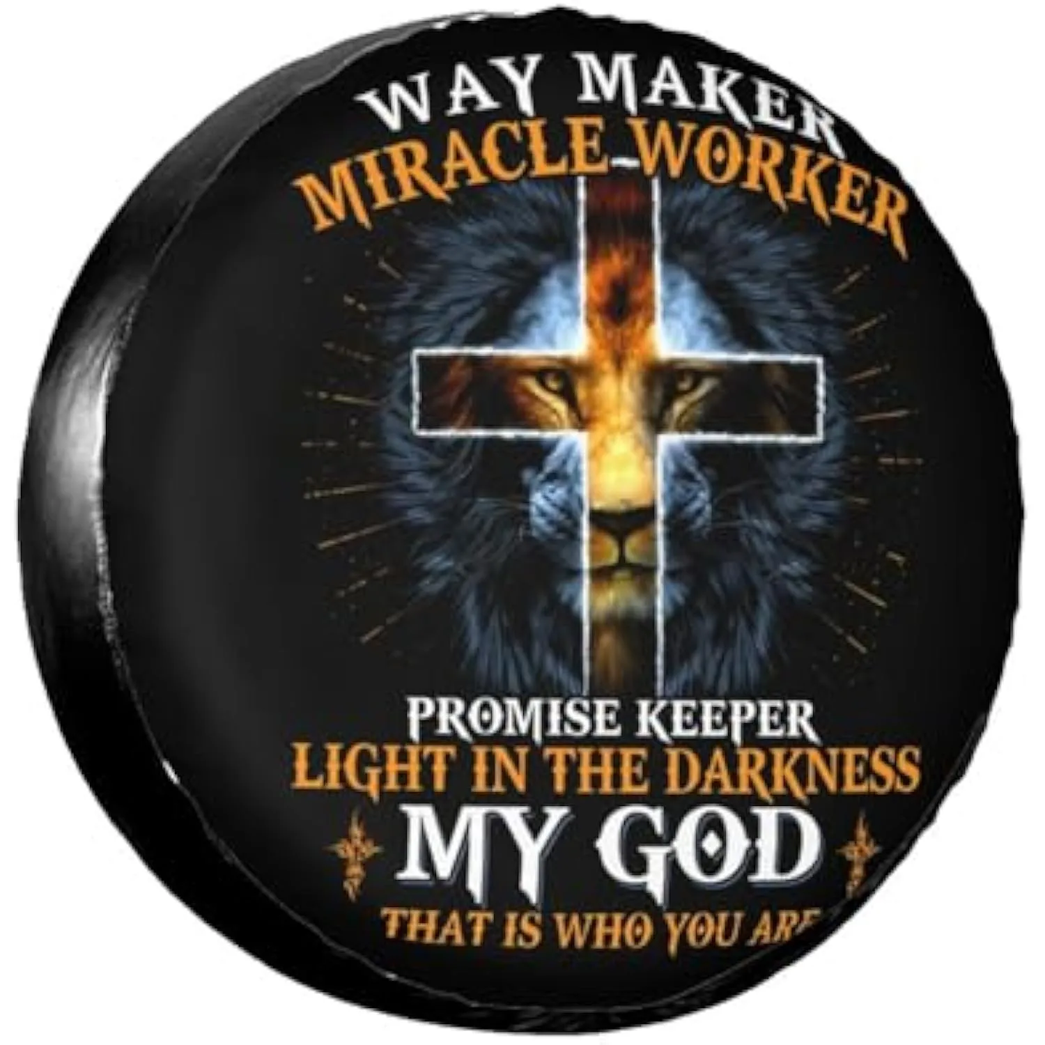 Чехол для запасного колеса Way Maker Miracle Worker Lion Cross, религиозный христианский, прочный, с изображением льва и креста.