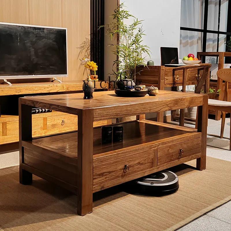 

LSL Chinese home old elm living room coffee table TV cabinet combination wind drawer tea table