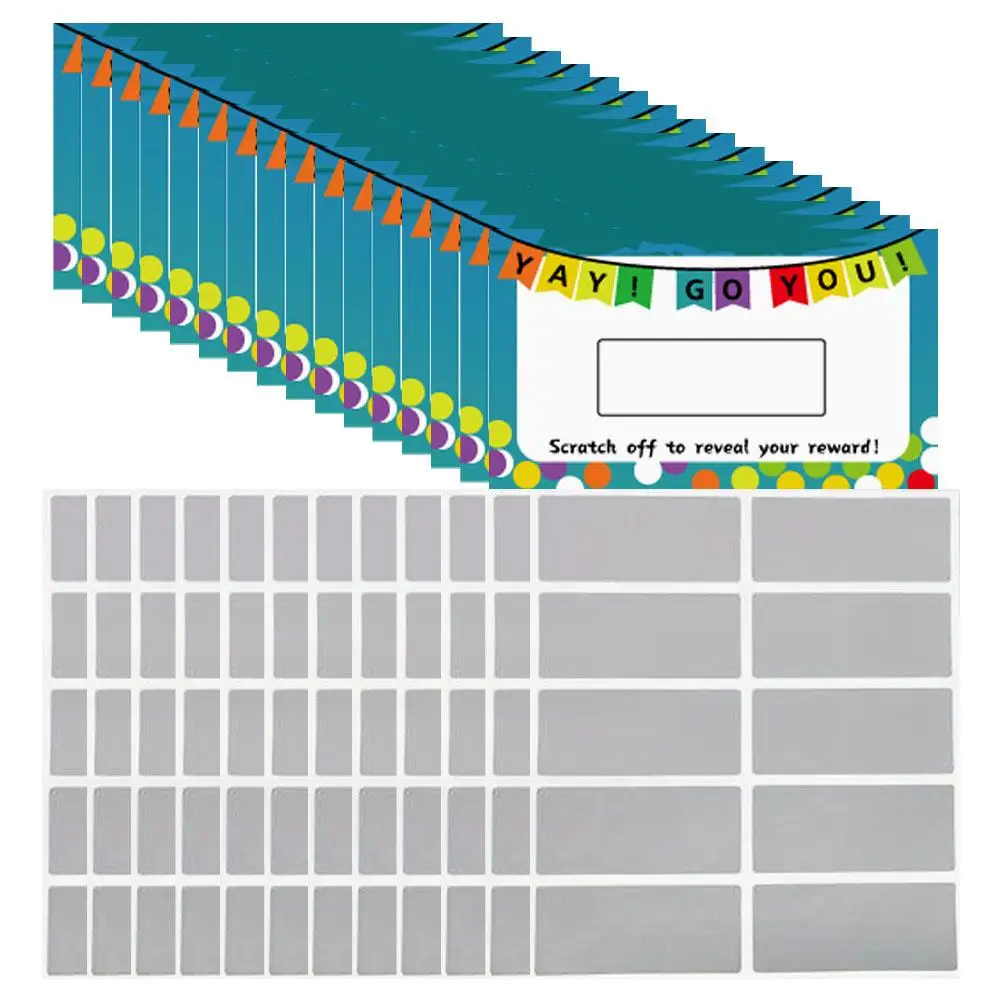 

100 Sheets Rectangular Scratch Card Stickers DIY Cards Office Peel and Labels