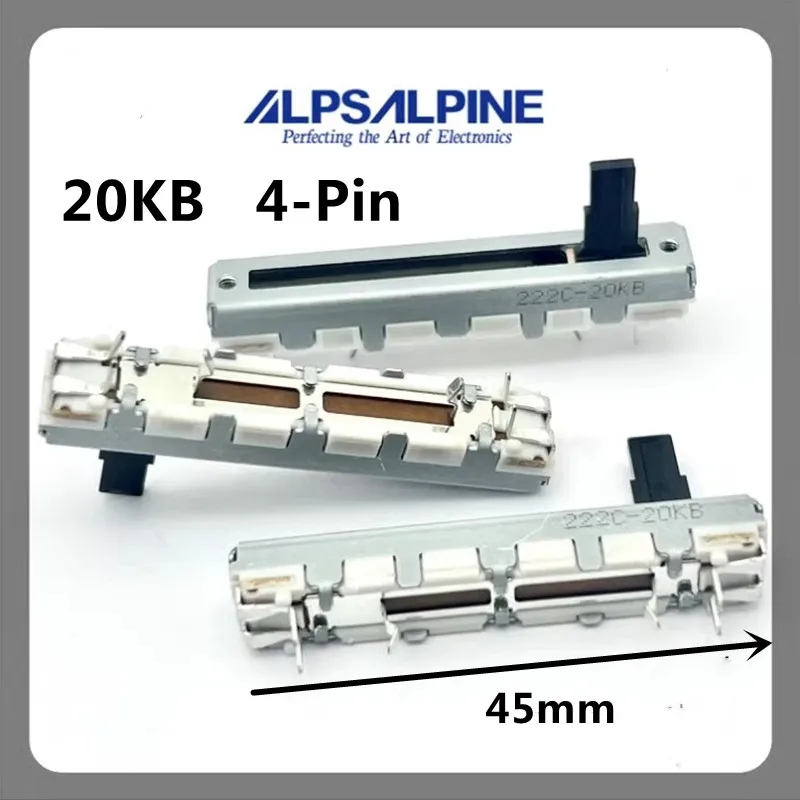 1pcs，Straight slip potentiometer，20KB，4Pin，Total length 45mm，Mixing console volume putter